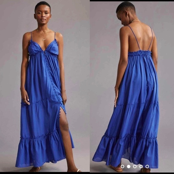 oliphant maxi dress Oliphant Ruffle Maxi Dress 26 Florence Blue – A Tempo New York